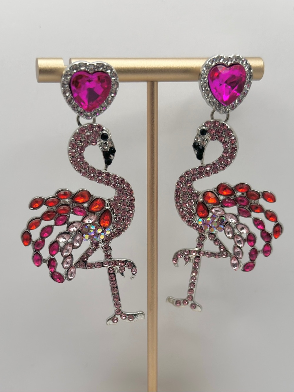 Pink and Red Flamingo Drop Earrings - Unbranded